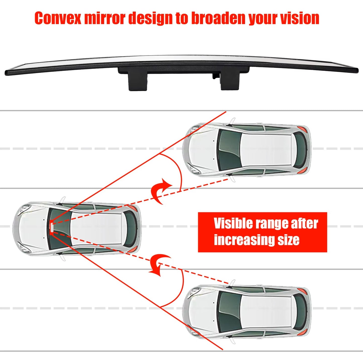 AutoScope Innovations Universal HD Panoramic Clip-On Rearview Mirror – Wide-Angle Interior View for Enhanced Safety